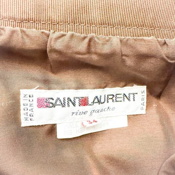 YSL Saint Laurent Rive Gauche Paris Brown Pencil Skirt Pockets VTG Size 34 - Picture 4 of 7